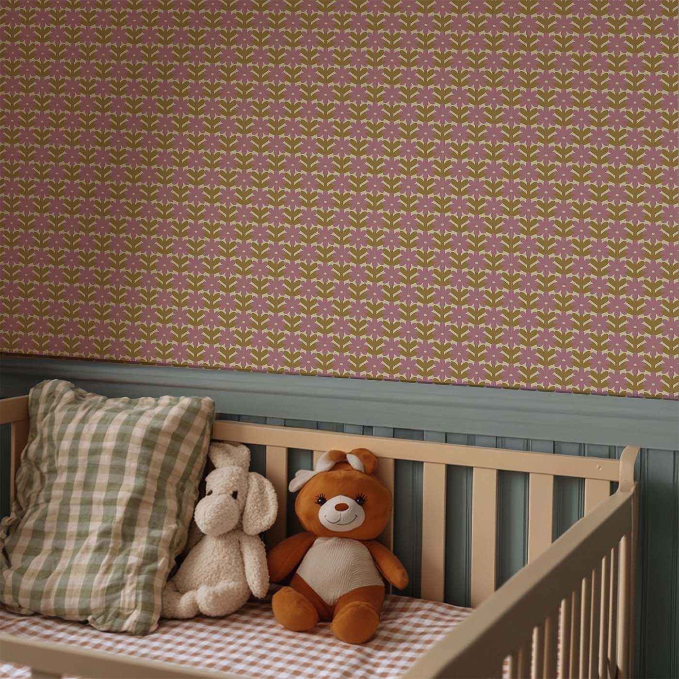 Behang Atelier Chien Vintage Bloemen Lila