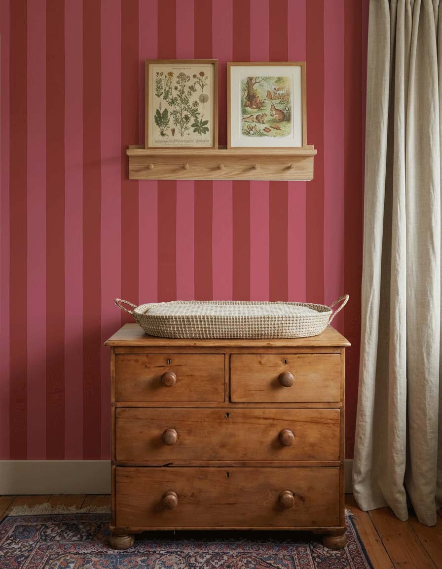 Behang Atelier Chien Brede Strepen Roze Rood