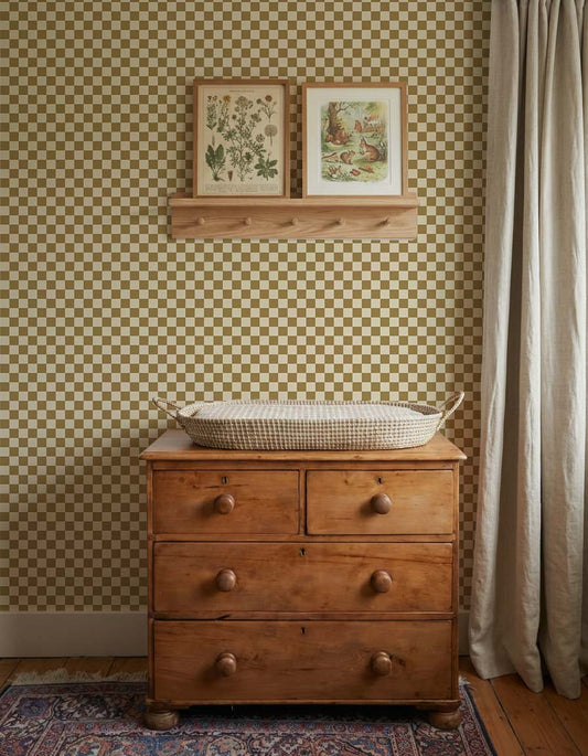 Behang Atelier Chien Dambord Olijfgroen