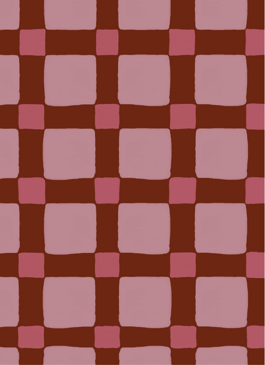 Behang Atelier Chien Geblokt Quilt Bordeauxrood