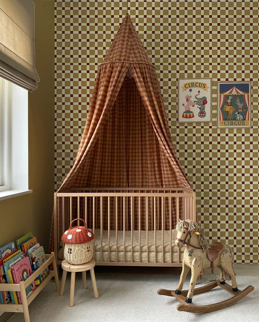 Behang Atelier Chien Geblokt Quilt Olijfgroen