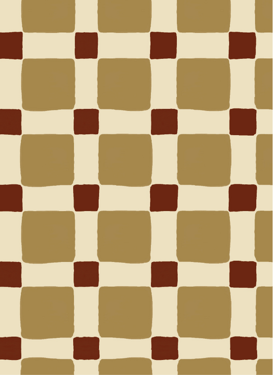 Behang Atelier Chien Geblokt Quilt Olijfgroen