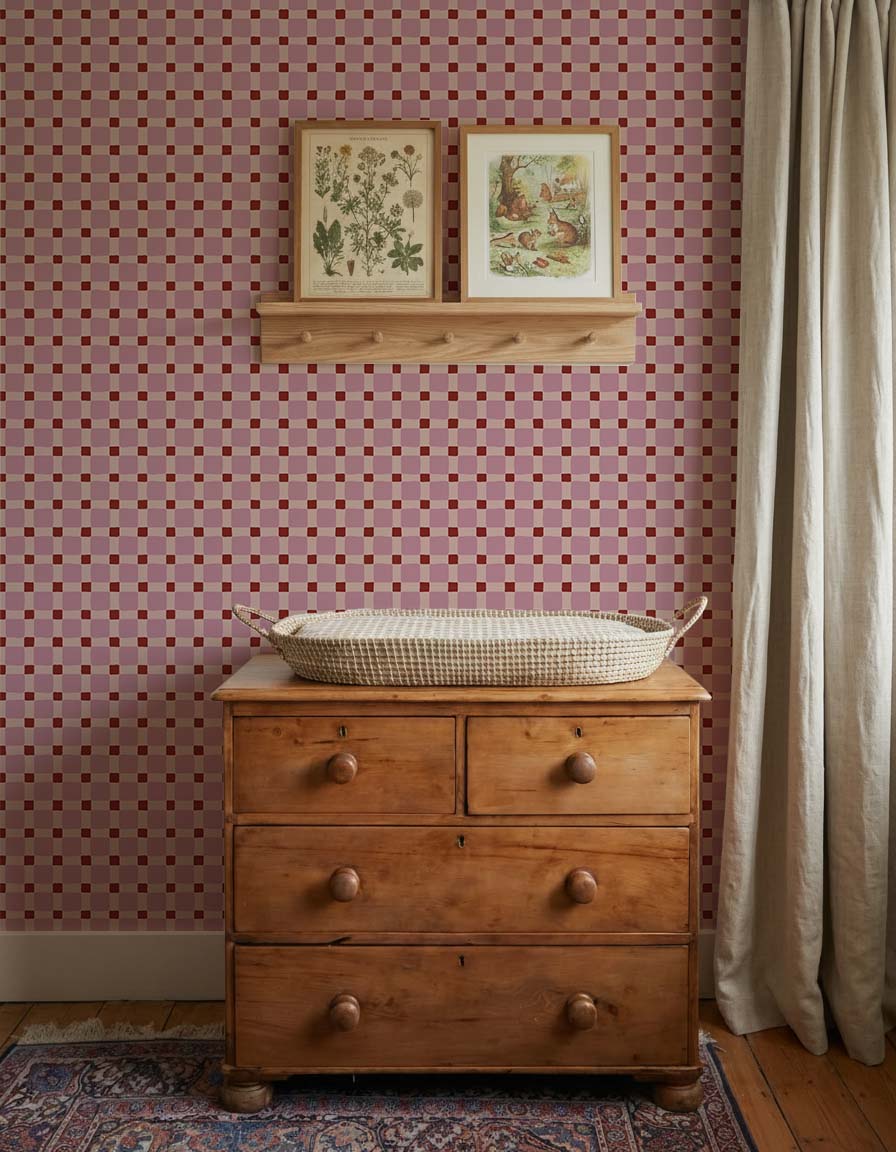 Behang Atelier Chien Geblokt Quilt Roze
