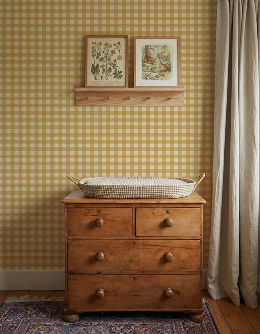 Behang Atelier Chien Gingham Ruiten Okergeel