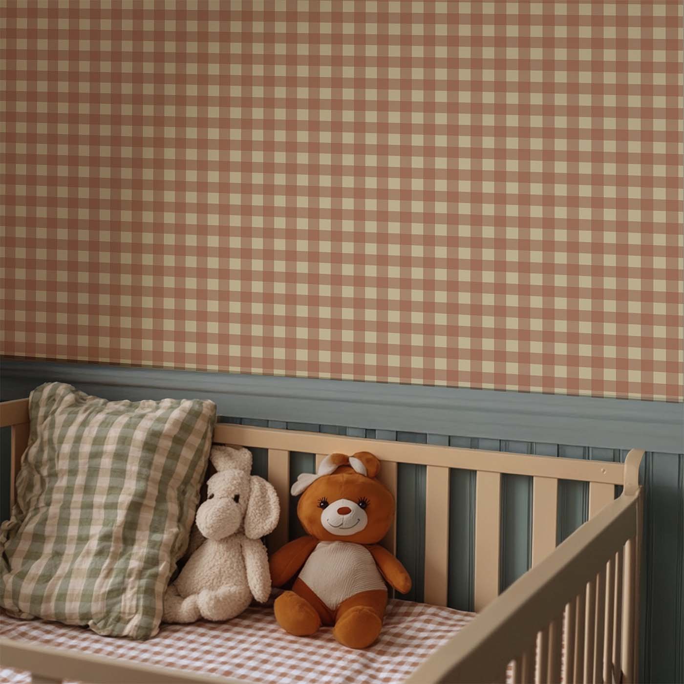 Behang Atelier Chien Gingham Ruiten Roze