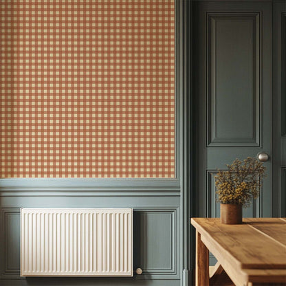 Behang Atelier Chien Gingham Ruiten Terra