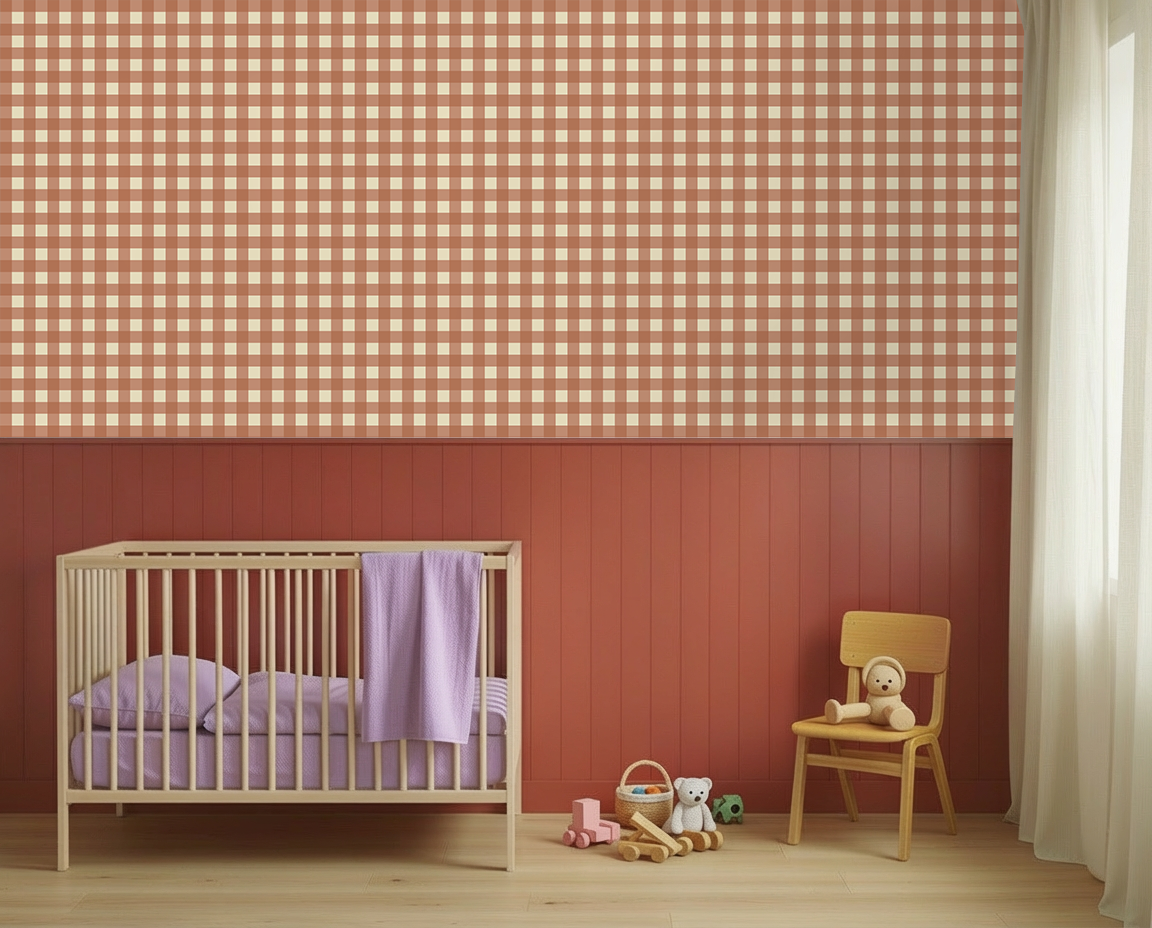 Behang Atelier Chien Gingham Ruiten Terra