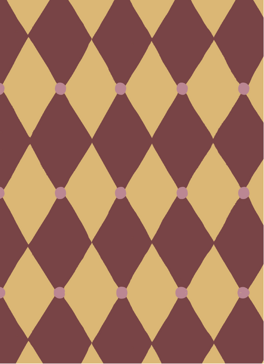 Behang Atelier Chien Harlekijn Bordeaux Okergeel