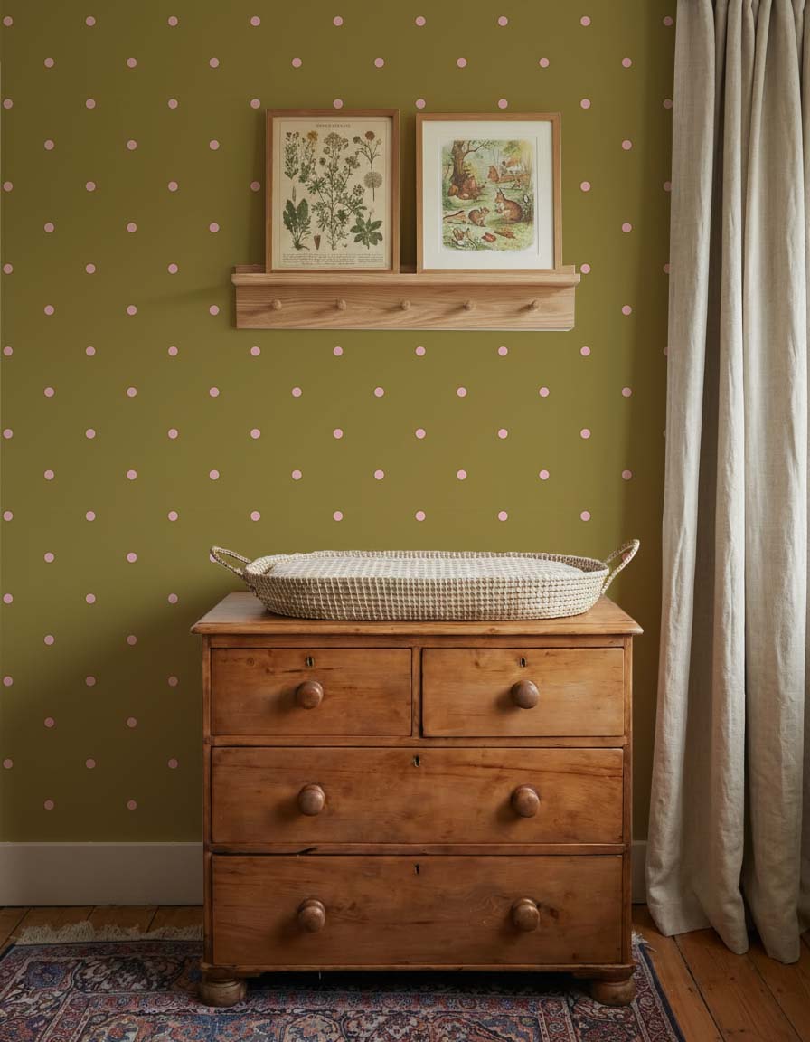 Behang Atelier Chien Polkadot Maxi Groen Roze