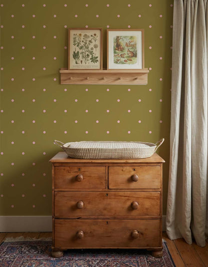 Behang Atelier Chien Polkadot Maxi Groen Roze