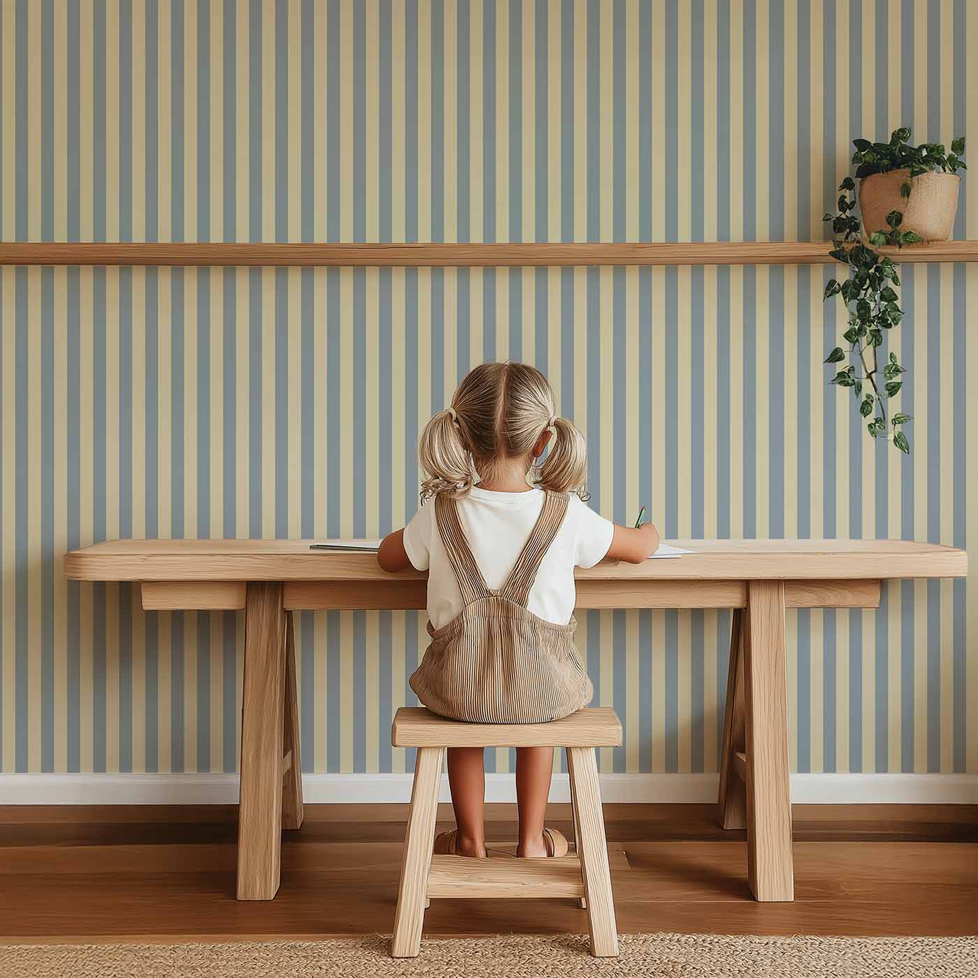 Behang Atelier Chien Smalle Strepen Lichtblauw