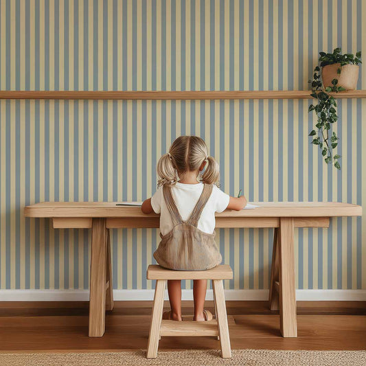 Behang Atelier Chien Smalle Strepen Lichtblauw