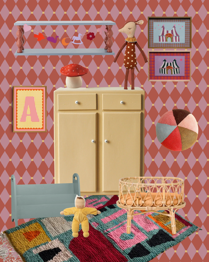 Behang Atelier Chien Harlekijn Roze Rood